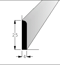 Rohová lišta č.384 - 25 mm x 4 mm x 2,40 m, vnitřní, nastavovaná BO/SM, RV2504