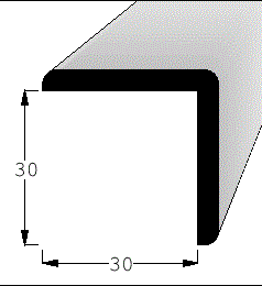 Rohová lišta č.351 - 30 mm x 30 mm x 2,40 m, nastavovaná BO/SM, R3030