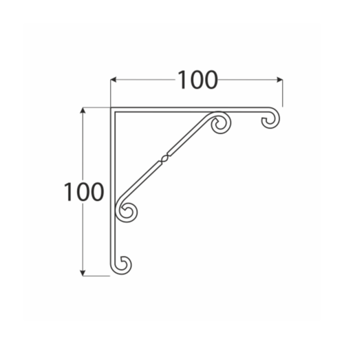 Konzole dekorativní kovaná černá 100 x 100 mm, WO 100C