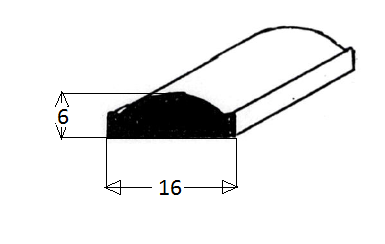 Profilová lišta č.048 - 16 mm x 6 mm, smrková, ŠP1606