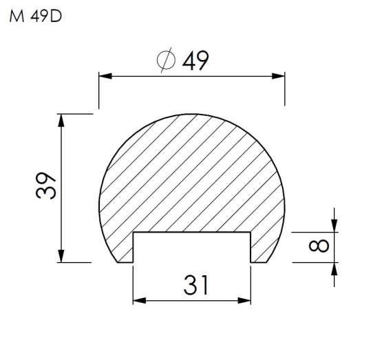 Dřevěné madlo kruhové ∅ 49 mm - 49D borovice - Délka madla: 2,5m