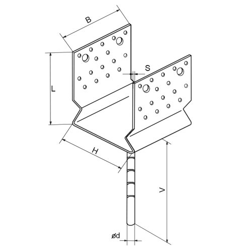 Patka kotevní do betonu Typ U s prolisem - 100 x 100 x 4,0 (Q09)