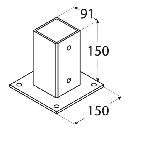Patka sloupku se čtvercovou základnou 90 x 150 mm