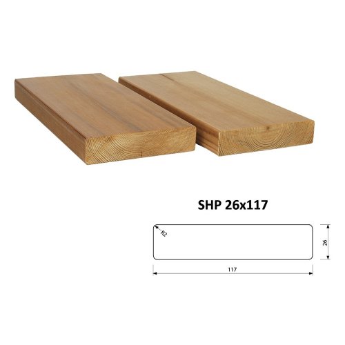 Hoblovaný hranol SHP 26 x 117 mm - THERMOWOOD - Délka: 4200 mm