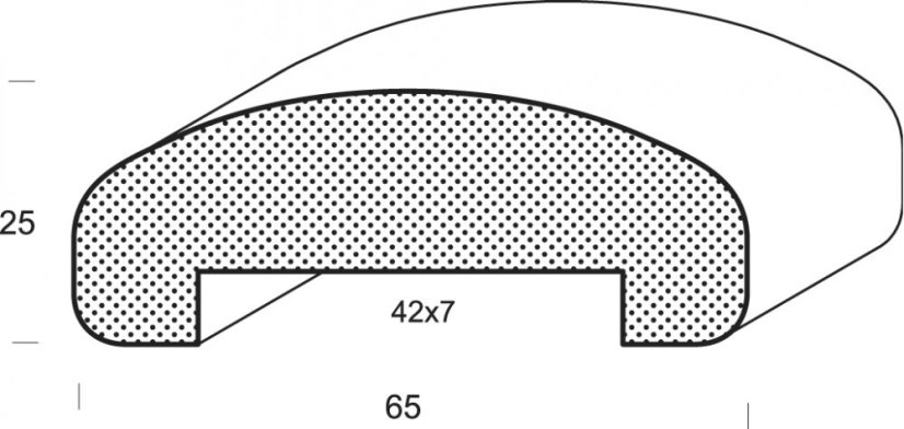 Dřevěné madlo HL65 - 65 x 25 mm, buk cinkovaný - Délka madla: 3m