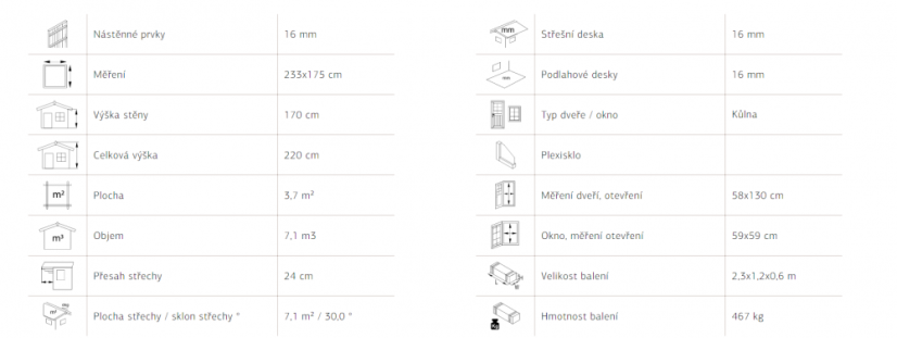 Dětský domek GRETE (233 x 175 cm) tl. 16mm