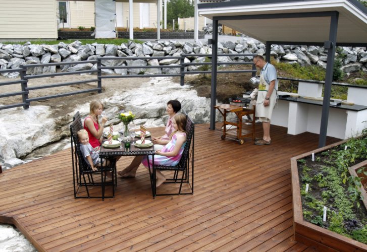 Prkno terasové a bazénové, boční úchyty LunaDeck2 26 x 117 x 3000 - 4800 mm - THERMOWOOD
