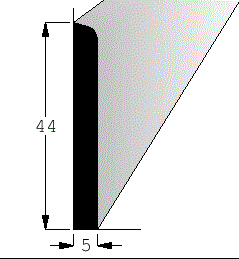 Rohová lišta č.358 - 44 mm x 5 mm x 2,40 m, vnitřní, nastavovaná BO/SM, RV4405