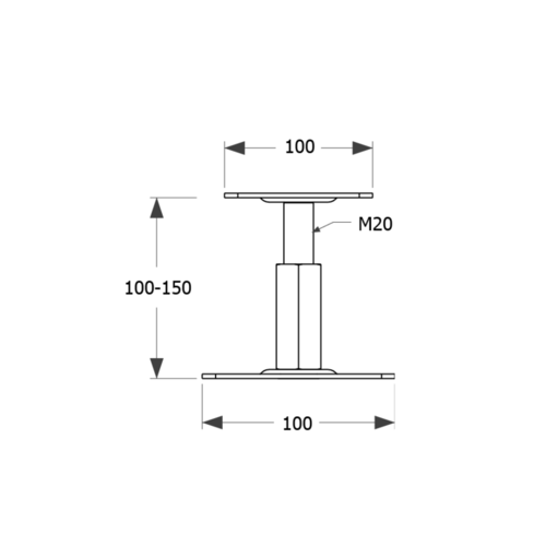 Patka pilíře stavitelná šroubem 100 x 100 x 100 - 150 mm matice M20