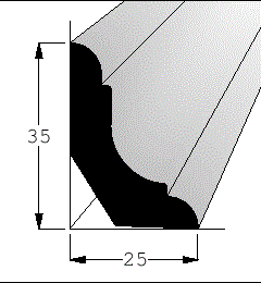 Rohová lišta č.367 - 25 mm x 35 mm x 2,40 m, vnitřní, nastavovaná BO/SM, RVK2535