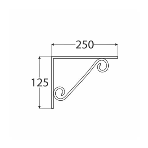 Konzole dekorativní jednoduchá černá 250 x 125 mm, WOP250C