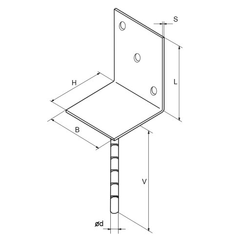 Patka kotevní do betonu Typ L - 120 x 120 x 4,0 (Q16)