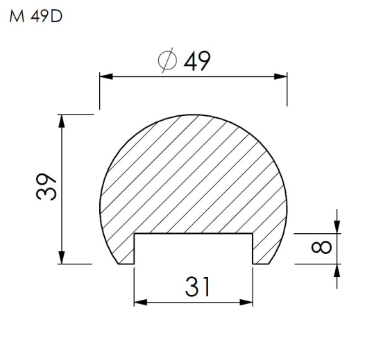 Dřevěné madlo kruhové ∅ 49 mm - 49D smrk - Délka madla: 2,5m