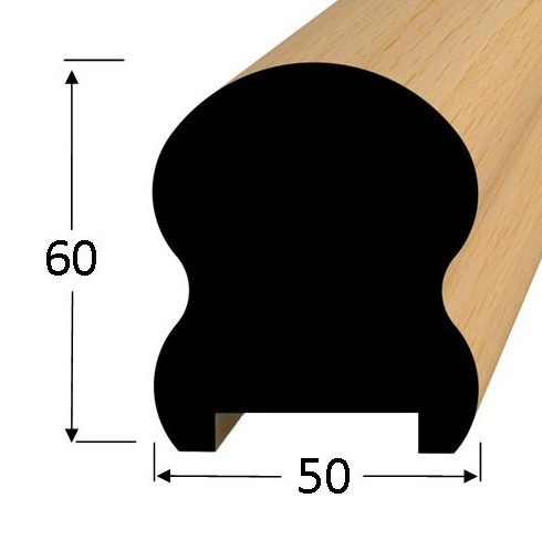 Dřevěné madlo 60 x 50 mm - 6050D buk - Délka madla: 2,5m