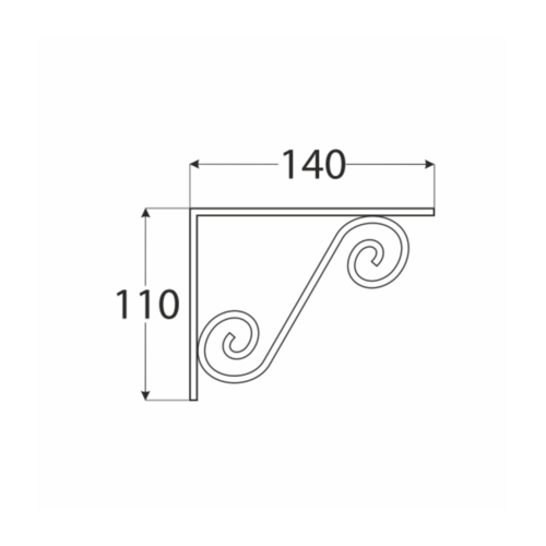 Konzole dekorativní kovaná černá 140 x 110 mm, WOZ 150HB