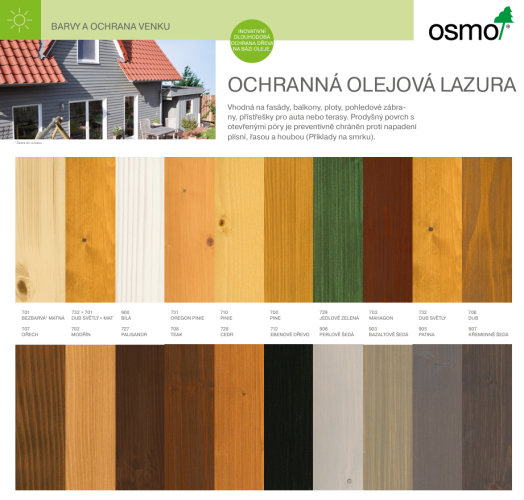 OSMO Ochranná olejová lazura - Barva: Ořech, Balení: 0,75 l
