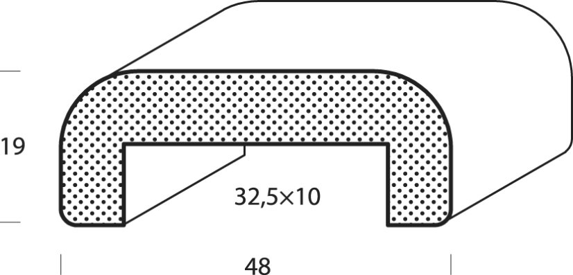 Dřevěné madlo HLPD4819 - 48 x 19 mm, buk cinkovaný - Délka madla: 1,5m