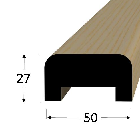 Dřevěné madlo 27 x 50 mm - 5027D borovice - Délka madla: 2,5m