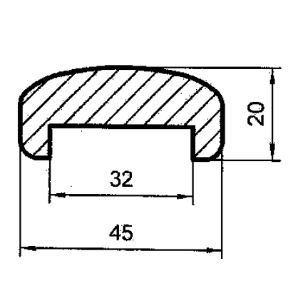 Dřevěné madlo 45 x 20 mm - MD4520 smrk cinkovaný - Délka madla: 2,5m