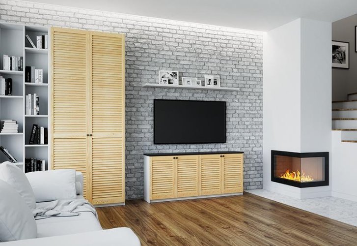Lamelové dveře 2422 x 494 mm - borovice, otevřený profil