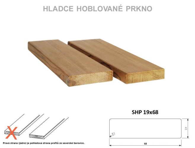 Hoblované prkno SHP 19 x 68 mm - THERMOWOOD - Délka: 3900 mm