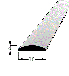 Profilová lišta č.326 - 20 mm x 4 mm x 2,40 m, nastavovaná BO/SM, KT2004