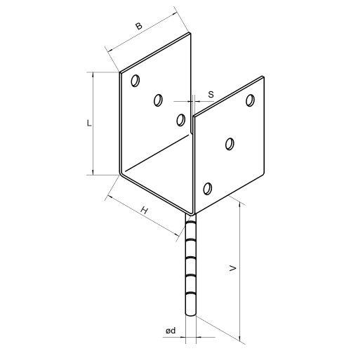 Patka kotevní do betonu Typ U - 80 x 80 x 4,0 (Q01)